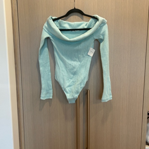 Free People Aqua Off-Shoulder Bodysuit - Picture 2 of 7